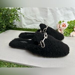 rag & bone Essex Faux in black Shearling Slide women size 7 NEW